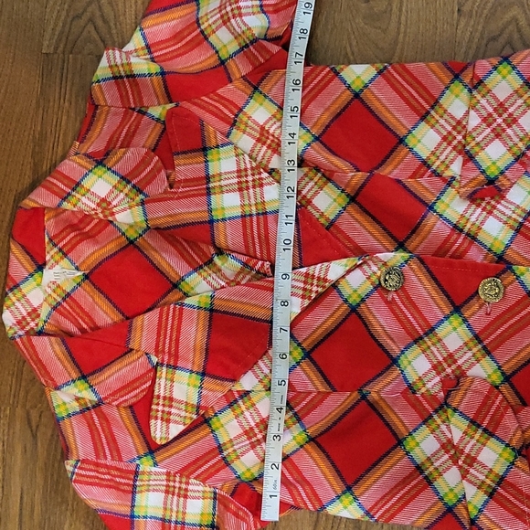 VINTAGE Plaid Coat Notched Rounded Collar 2 Button - Picture 10 of 14